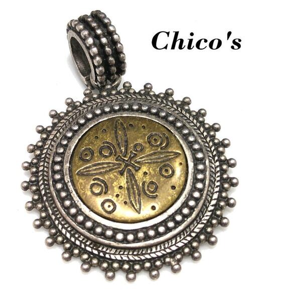 Chico's Silver Gold Tone Pendant, Large Bail, No Chain - Picture 1 of 7